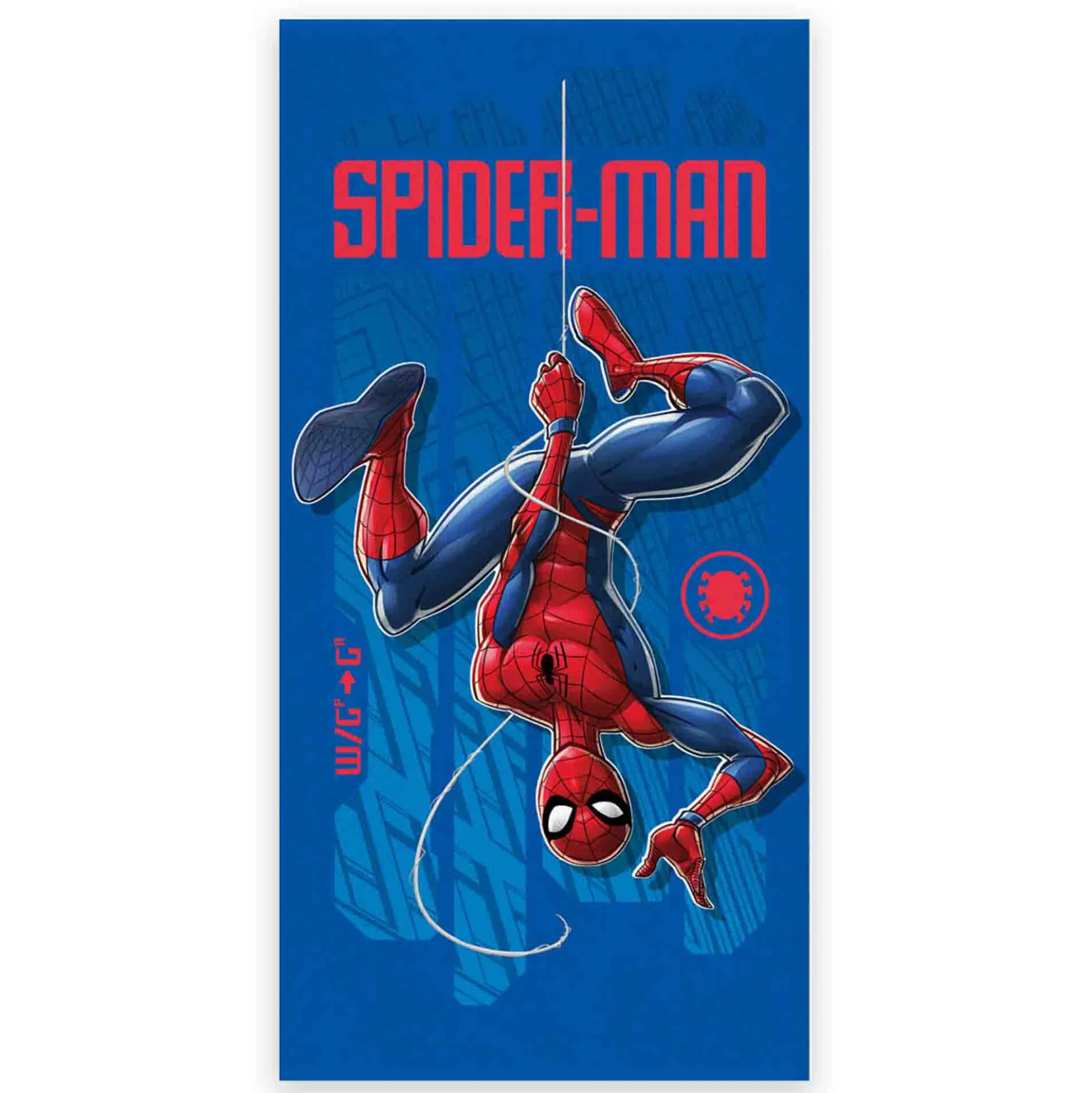 Spiderman håndklæde - 70x140 cm - 100% bomuld - Blåt, blødt badehåndklæde med Spiderman