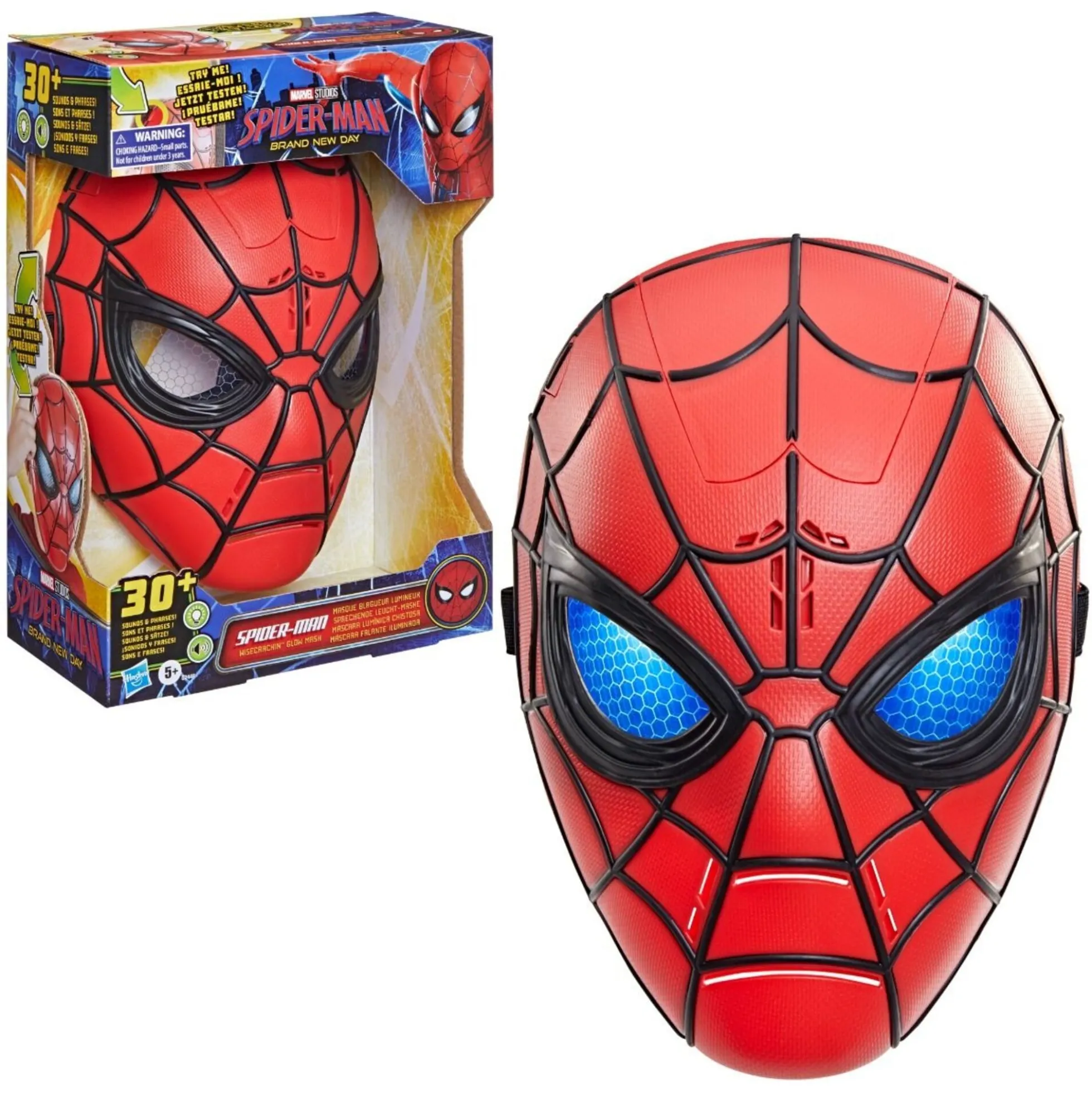 Spider Man maske med lys, lyd og stemmeeffekter til udklædning