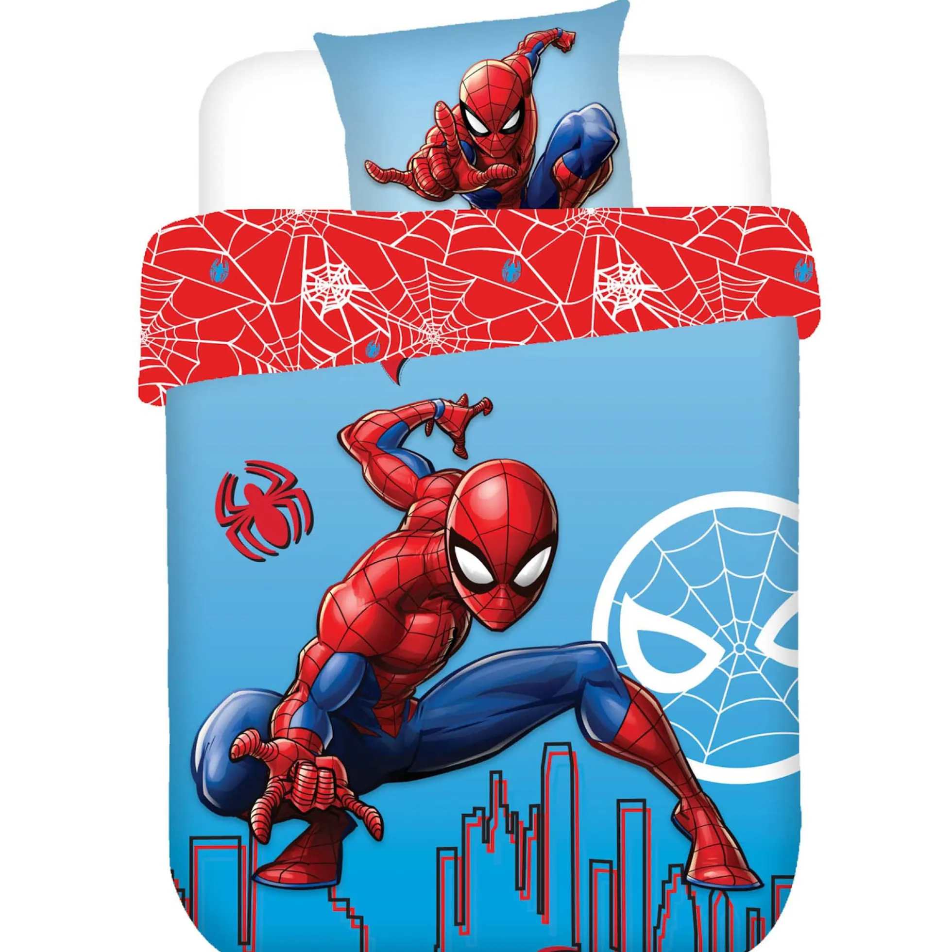 Spiderman sengetøj - 100% bomuld - Børnesengetøj 140x200 cm - Spiderman klar til kamp
