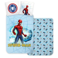 Spiderman sengetøj - 100% bomuld - Junior sengetøj 100x140 cm - Lyseblå