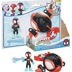 Spidey Water-Webs køretøj og Miles Morales figur - 7,6 cm figur