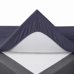 Splitlagen - H-split - 180x200 cm - Mørkeblåt - 100% Bomuld jersey lagen - Stræklagen til elevationsseng