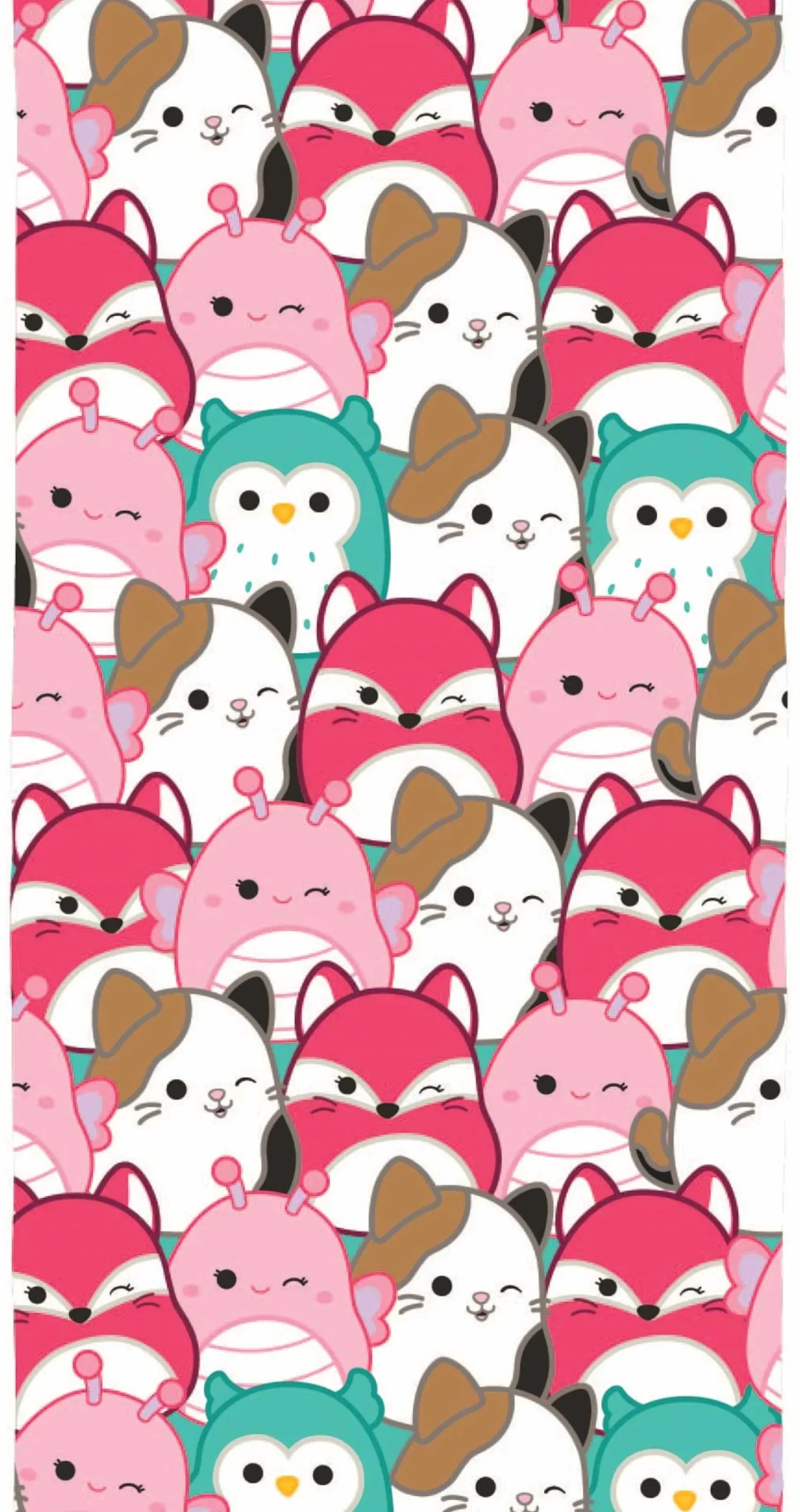 Squishmallows håndklæde - 70x140 cm - 100% bomuld - Blødt badehåndklæde med de søde bamser