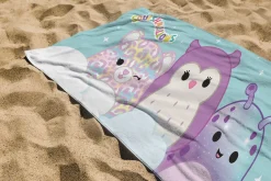Squishmallows håndklæde - 70x140 cm - 100% bomuld - Blødt badehåndklæde med de populære bamser