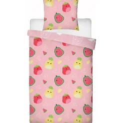 Squishmallows sengetøj - 100% bomuld - Børnesengetøj 140x200 cm - Lyserød Malcolm og Maui