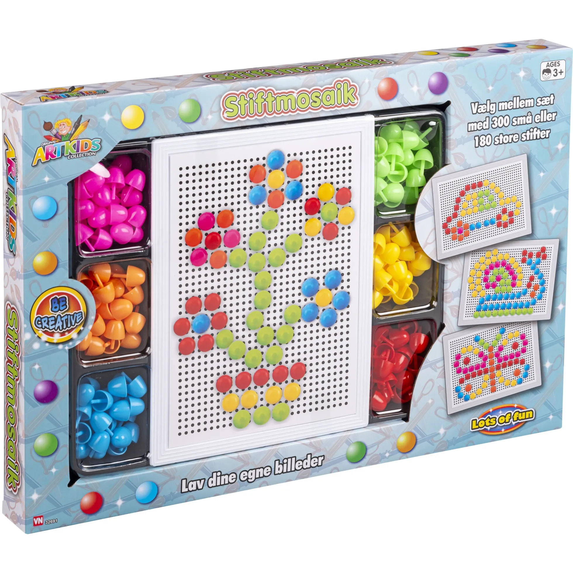 Stiftmosaik sæt - kreativ mosaikleg med farvede stifter - 180 dele
