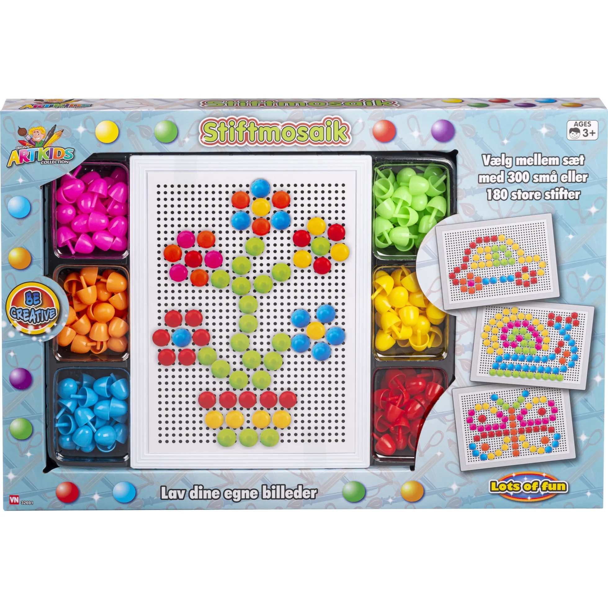 Stiftmosaik sæt - kreativ mosaikleg med farvede stifter - 180 dele