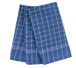 3 stk. Kokkeviskestykker - 50x100 cm blå viskestykker med hvide tern