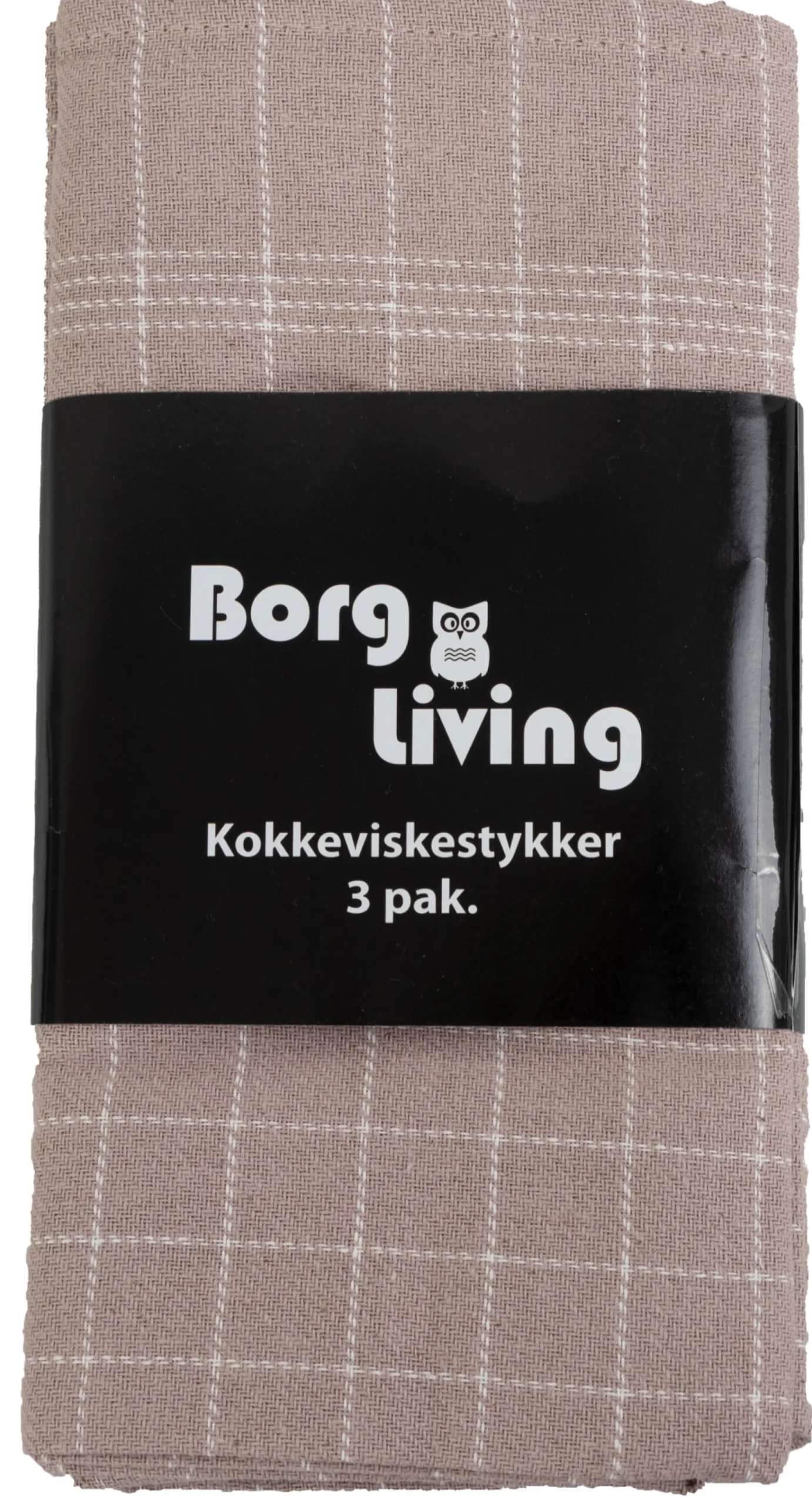 3 stk. Kokkeviskestykker - 50x100 cm Rosafarvede viskestykker med hvide tern