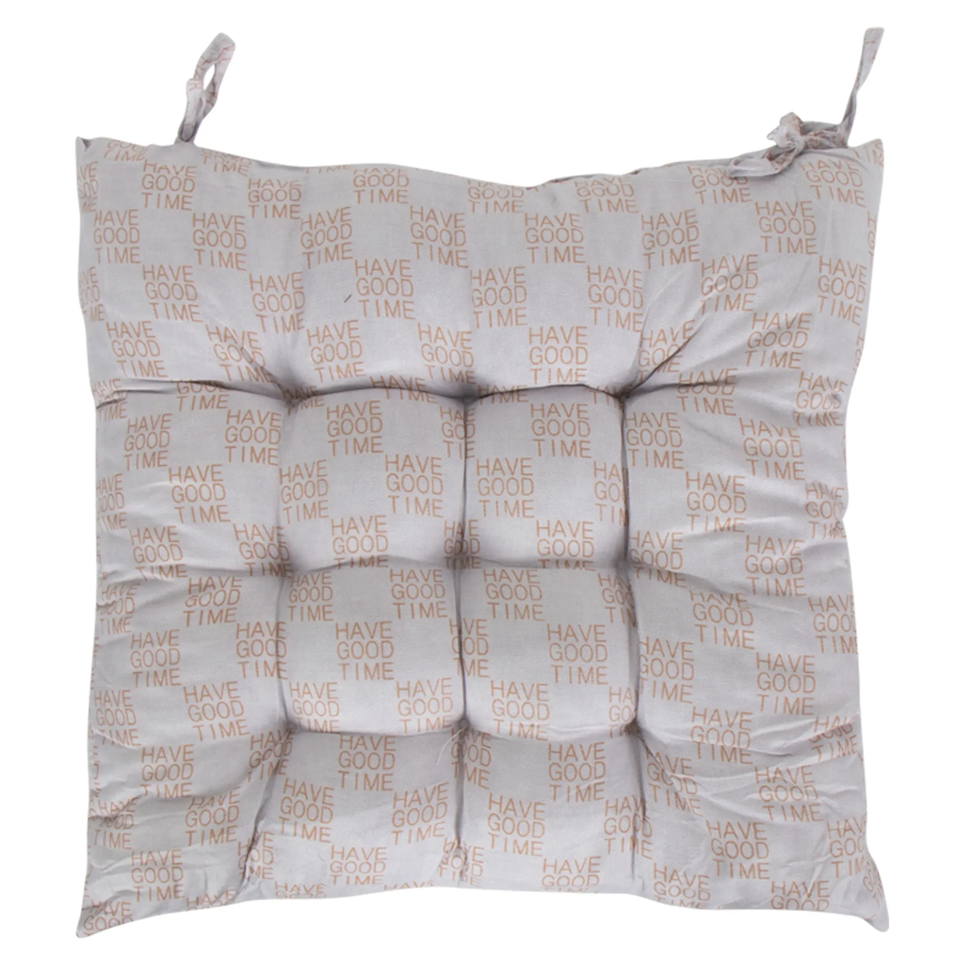 Stolehynde - 35x35x6 cm - Grå havehynde med tekst - Blød komfort hynde