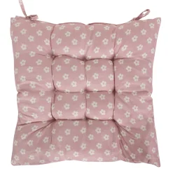 Stolehynde - 35x35x6 cm - Lyserød havehynde med små blomster - Blød komfort hynde