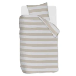 Stribet sengetøj 140x220 cm - Sengesæt i 100% blød musselin bomuld - Striped Sand - Riviéra Maison sengelinned