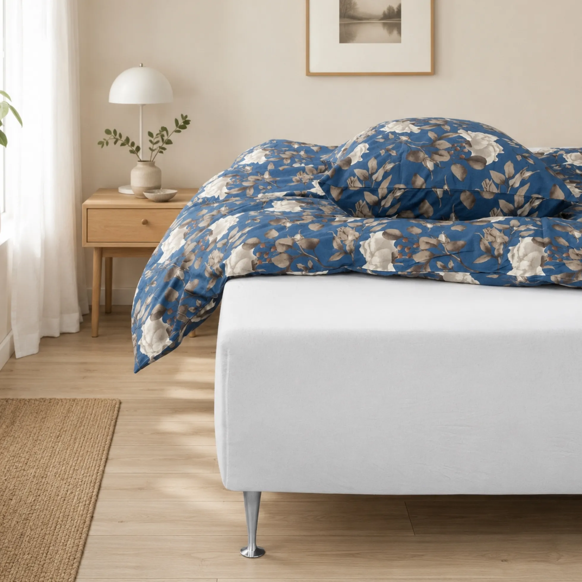 Stræklagen 90x200 cm - 100% Økologisk bomuld - Hvid GOTS certificeret jersey lagen - Faconlagen til madras
