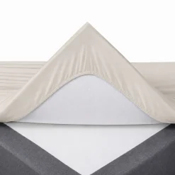 Stræklagen 70x160 cm - Sandfarvet - 100% bomuld jersey lagen - Faconlagen til juniormadras