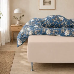 Stræklagen 180x200 cm - Sandfarvet jersey lagen - 100% Bomuld - Faconlagen til dobbeltseng