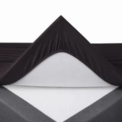 Stræklagen 120x200 cm - Sort jersey lagen - 100% Bomuld - Faconlagen til madras