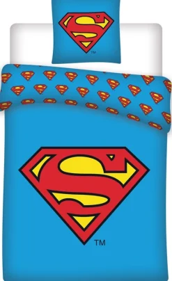 Superman sengetøj - 100% bomuld - Børnesengetøj 140x200 cm - Superman logo