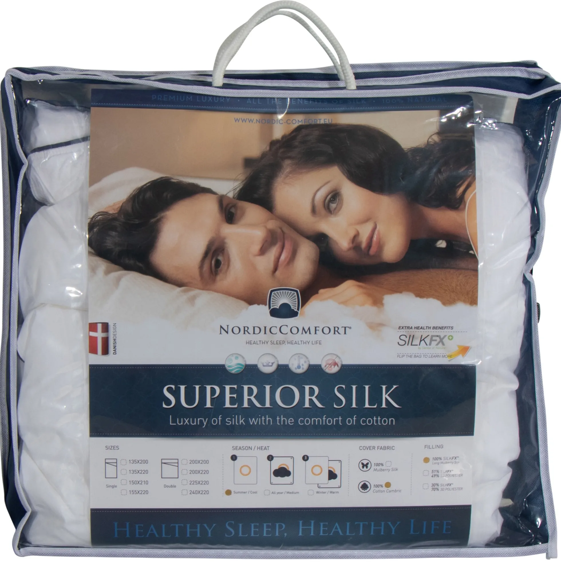 Sval sommer dobbeltsilkedyne med 100% langfibret silke - 200x220 cm - Nordic comfort Superior