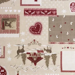 Tekstil voksdug - 140 cm bred - Juledug - På metermål - Winter landscape with hearts - Voksdug med akrylbelægning