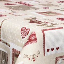 Tekstil voksdug - 140 cm bred - Juledug - På metermål - Winter landscape with hearts - Voksdug med akrylbelægning