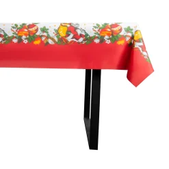 Tekstil voksdug - 140 cm bred - Juledug - På metermål - Santa Claus And The Mistletoe - Voksdug med akrylbelægning