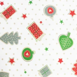 Tekstil voksdug - 140 cm bred - Juledug - På metermål - Christmas Charms And Dots - Voksdug med akrylbelægning