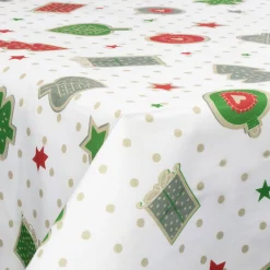 Tekstil voksdug - 140 cm bred - Juledug - På metermål - Christmas Charms And Dots - Voksdug med akrylbelægning