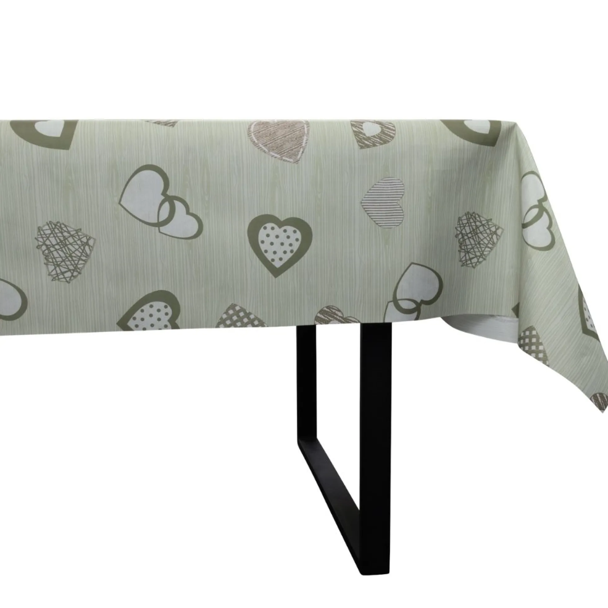 Tekstil voksdug - 140 cm bred - På metermål - Green Hearts - Voksdug med akrylbelægning