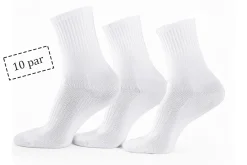 Tennissokker - 10 par hvide tennisstrømper med ribkant - Str. 43-47 - Unisex