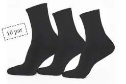 Tennissokker - 10 par sorte tennisstrømper med ribkant - Str. 43-47 - Unisex