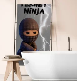 Ternet Ninja håndklæde - 100% bomuld - Badehåndklæde 70x140 cm