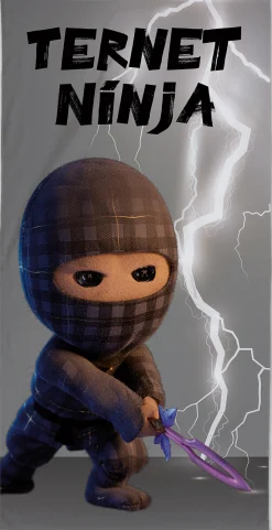 Ternet Ninja håndklæde - 100% bomuld - Badehåndklæde 70x140 cm