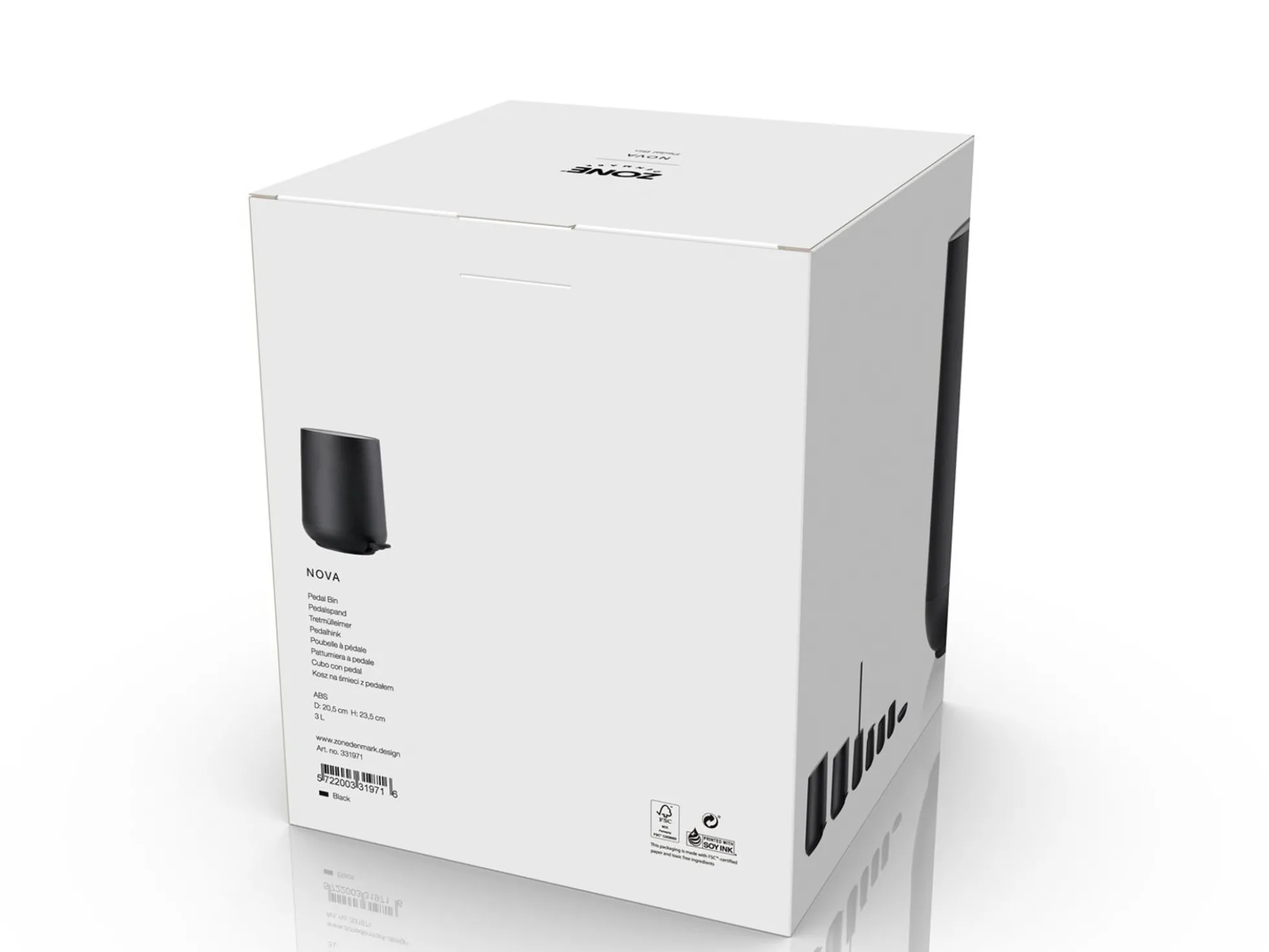 Toiletspand - 3L - Zone Denmark - Nova One Black pedalspand