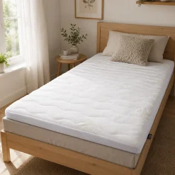 Topmadras 7 zoner - 180x200 cm - Højde på 7 cm - Antibakterielt betræk med aloe vera - Memoryskum top madras til dobbelt seng - By Borg