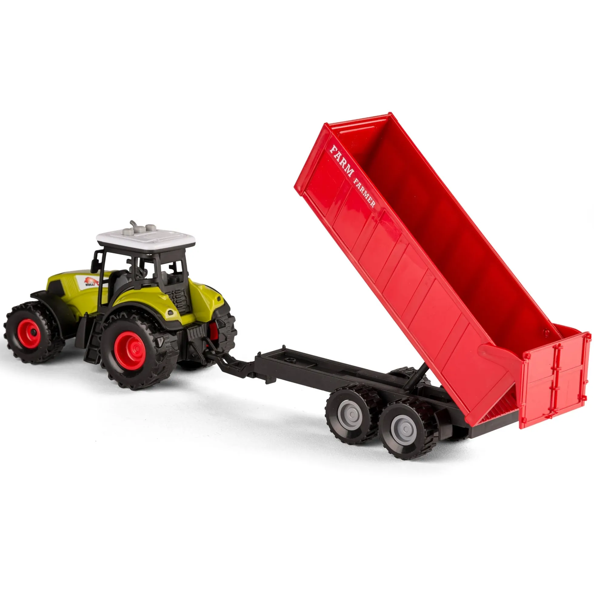 Traktor med anhænger tip 35x10 cm - Rød