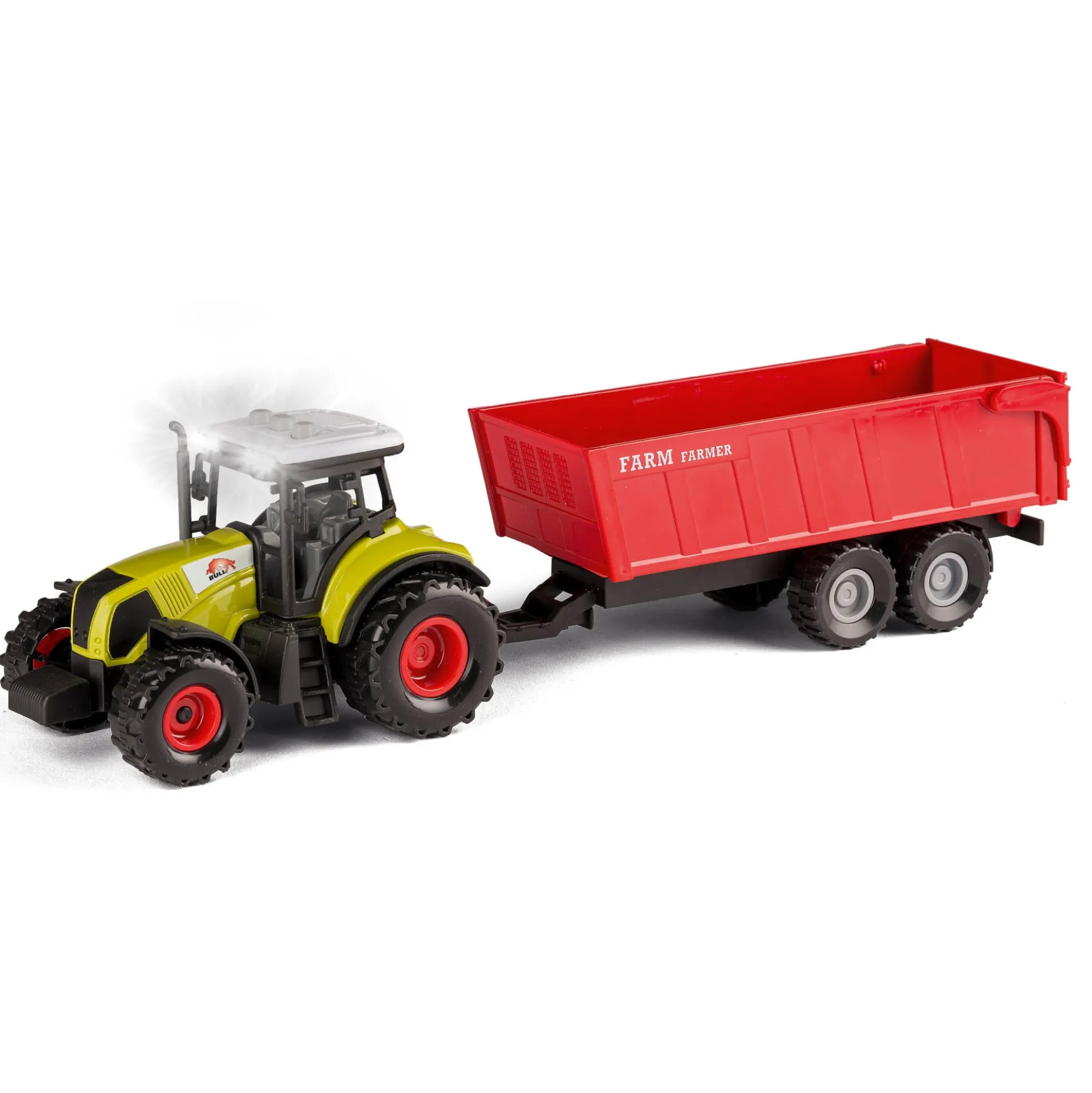 Traktor med anhænger tip 35x10 cm - Rød