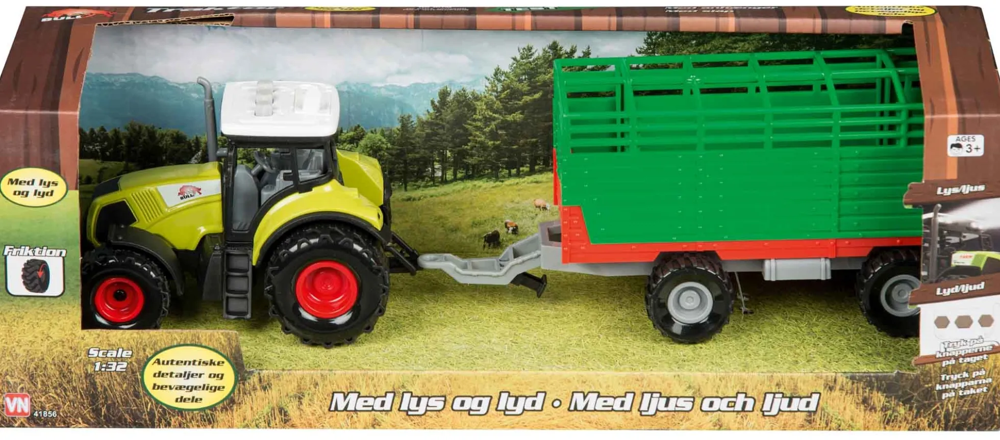 Traktor med anhænger 35x10 cm - Grøn