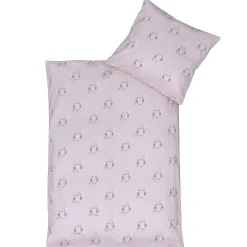 Ugle sengetøj - 100% bomuld - Baby sengetøj 70x100 cm - Lyserød