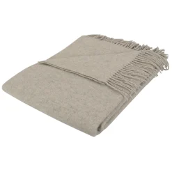 Uldplaid - 40% Cashmere - 130x200 cm - Ensfarvet lysegråt uldtæppe - By Borg plaid