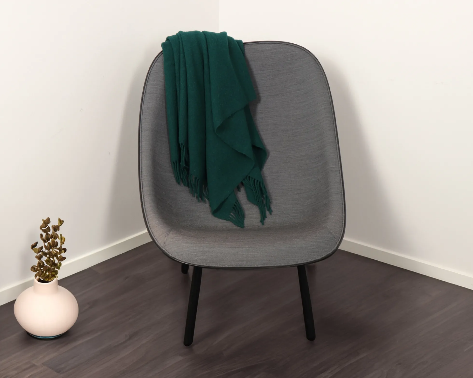 Uldplaid - 100% Uld - 130x200 cm - Evergreen grøn