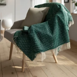 Uldplaid - 100% Uld - 130x200 cm - Oslo Evergreen grøn