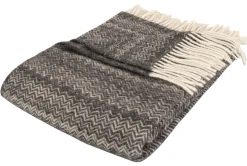 Uldplaid - 100% Uld - 130x200 cm - Zigzag grå