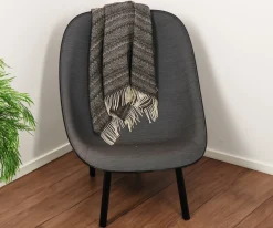 Uldplaid - 100% Uld - 130x200 cm - Zigzag grå
