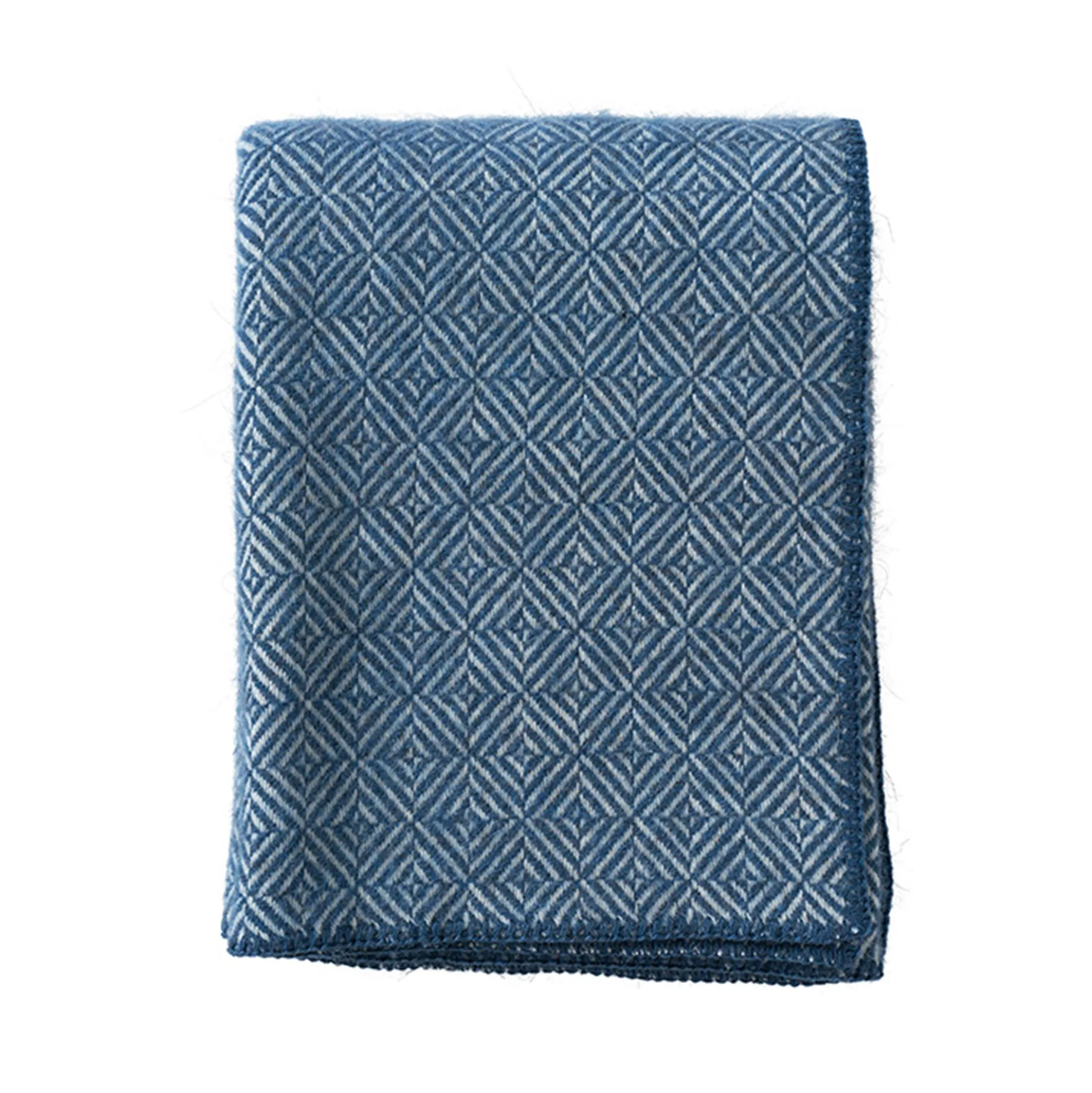 Uldplaid - 130x180 cm - Alpacauld/lammeuld - Diamonds Sea Blue