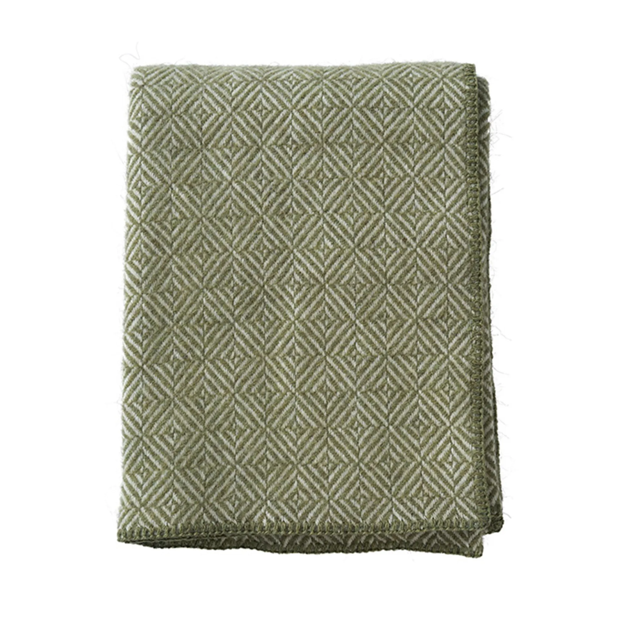 Uldplaid - 130x180 cm - Alpacauld/lammeuld - Diamonds Green