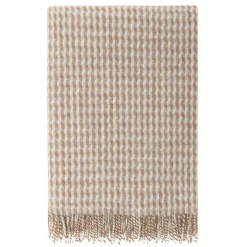 Uldplaid 120x180 cm - Beige plaid med mønster - 100% ny ren uld - Teide Høie of Scandinavia uldtæppe