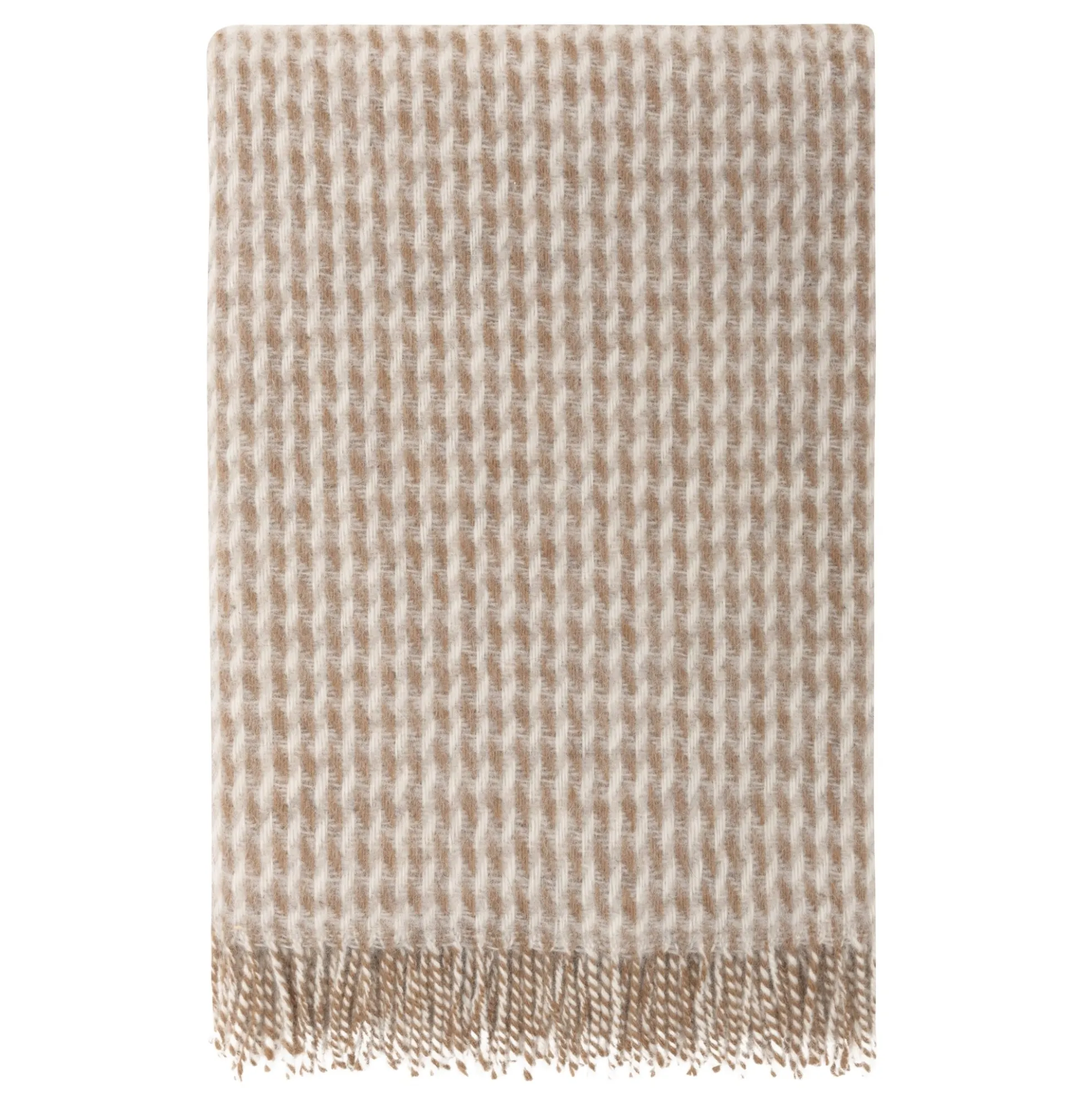 Uldplaid 120x180 cm - Beige plaid med mønster - 100% ny ren uld - Teide Høie of Scandinavia uldtæppe
