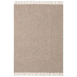 Uldplaid 120x180 cm - Beige plaid med mønster - 100% ny ren uld - Teide Høie of Scandinavia uldtæppe
