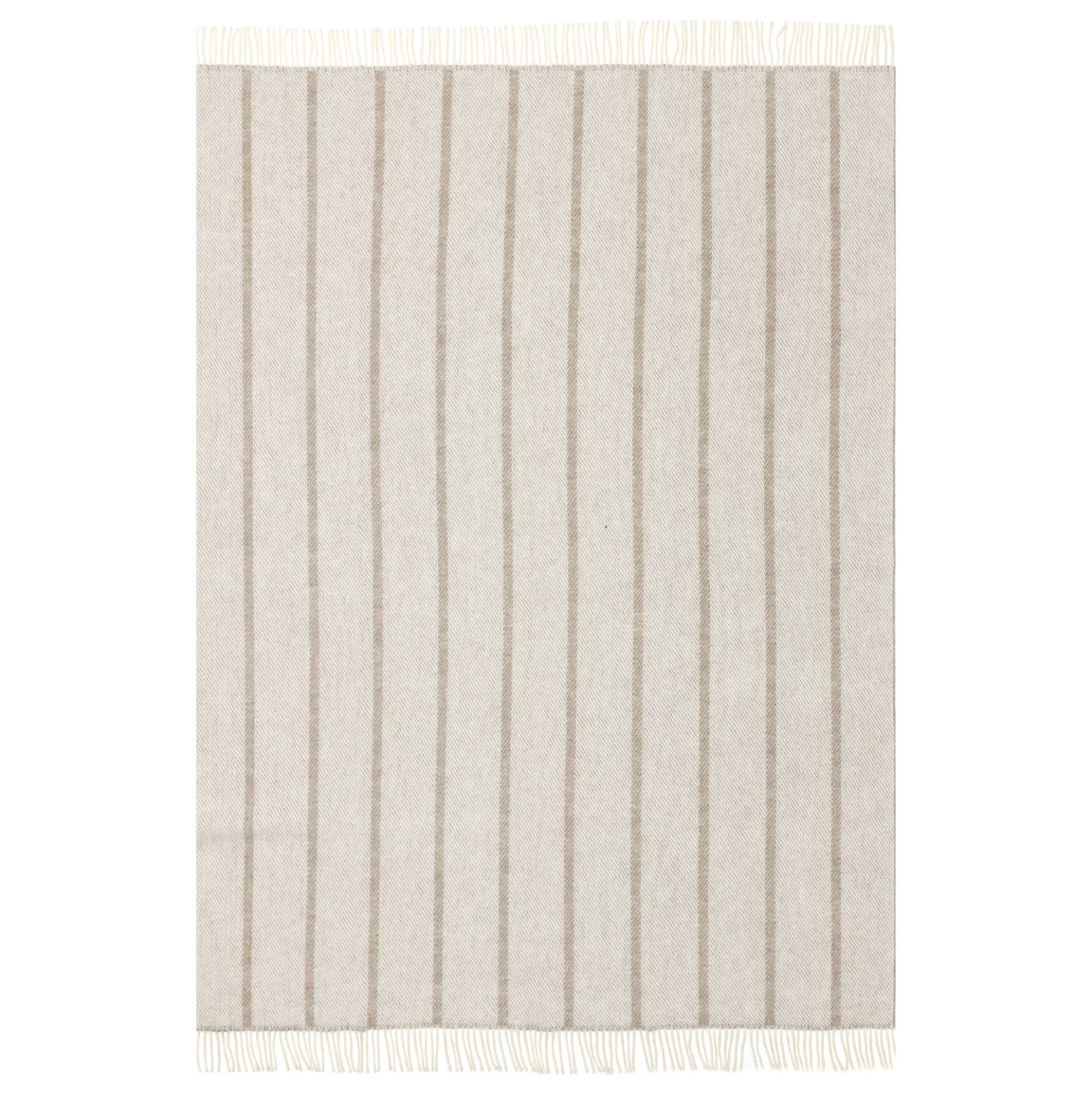 Uldplaid 120x180 cm - Beige plaid med striber - 100% ny ren uld - Istinden Høie of Scandinavia uldtæppe