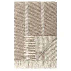 Uldplaid 120x180 cm - Beige plaid med striber - 100% ny ren uld - Istinden Høie of Scandinavia uldtæppe